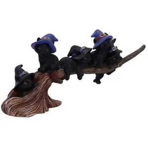 Nemesis Now Purrfect Broomstick beeld standaard Kunststof - Cats, Gothic pas cher