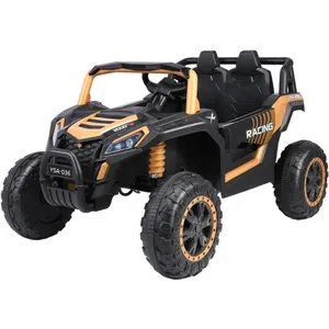 ORYXEARTH UTV 12V Voiture tout-terrain électrique pour enfants - vitesse 2-6 km/h, avec télécommande et musique multifonction Or et noirVendu parcdiscount