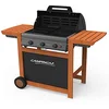 Image de Campingaz Barbecue Gaz Adelaide 3 Woody L, 3 Brûleurs BBQ Gaz, Puissance 14kW, Grille et Plancha en Acier, 2 Tablettes Latérales