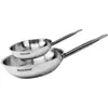 Image de Fackelmann 9437450 Set de 2 poêles 20 et 28 cm en inox, Poêle de cuisson, Poêle tous feux, Poêle induction, Poêle sans PFAS, Manche inox, Manche riveté, Acier inoxydable 18/8, Gris, 20 et 28 cm