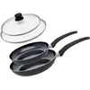 Image de Elo 9807150 Set de 2 Poêles Aluminium et 2 Couvercles de Cuisson en Verre, Poêle tous Feux Sauf Induction, Poêle de Cuisson, Poêle sans Pfas, Aluminium, Acier Inoxydable, Verre, Plastique, 24 x 4,5 cm