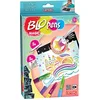 Image de Lansay - Blopens Magic - Kit de Dessins et Coloriages Enfant - Dès 5 Ans | Feutres à Souffler - 5 Stylos Bicolores et 5 Pochoirs Réutilisables - Encre qui Change de Couleur - Bouchons Lavables