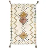 Image de NATTIOT ~ Tapis Trishna Coton Motifs berbères Pompons Naturel/Jaune 100x160