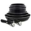 Image de MENASTYL - set de 8 pièces   3 poêles 20/24/28 cm + 3 casseroles 16/18/20 cm + 2 poignées amovibles sécurisées - 6020438