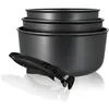 Image de MENASTYL - Set de 4 pièces - 3 casseroles 16/18/20 cm + 1 poignée amovible   6020284   Casseroles en aluminium compatibles tous feux dont induction fabriquées en France