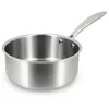Image de MENASTYL - Casserole inox 18/10 Triply 18cm tous feux dont induction fabriquée en France - sans PFAS ni substances nocives - Compatible lave-vaisselle - Poignée rivetée - 6020490