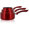 Image de SET 3 CASSEROLES CERISE ALUMINIUM COMPATIBLE INDUCTION 14/16 ET 18CM