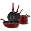 Image de MENASTYL - Set 7 pièces cerise casserole poêle wok en aluminium induction - 6014162
