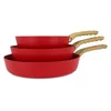 Image de MENASTYL - Set de 3 poêles Colorama magenta - Poêle 20/24 et 28 cm - En aluminium - Revêtement antiadhésif en céramique - Tous feux dont induction