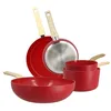 Image de SET 5 PIÈCES MAGENTA CASSEROLE POÊLE WOK EN ALUMINIUM INDUCTION