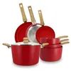 Image de MENASTYL - Batterie de cuisine 7 pièces avec revêtement antiadhésif céramique (Sans PFAS/Sans PTFE) tous feux dont induction - 3 poêles, 3 casseroles, 1 faitout - Gamme Colorama - Magenta - 6014171