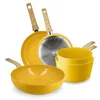 Image de MENASTYL SET 5 PIÈCES SAFRAN CASSEROLE POÊLE WOK EN ALUMINIUM INDUCTION