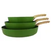 Image de MENASTYL - Set de 3 poêles Colorama olive - Poêle 20/24 et 28 cm - En aluminium - Revêtement antiadhésif en céramique - Tous feux dont induction