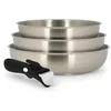 Image de MENASTYL - Set de 3 poêles amovibles en Inox Iris - Compatible tous feux dont induction, four et lave-vaisselle - Empilable - Acier inoxydable et fond sandwich renforcé - 6014197