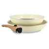 Image de MENASTYL - Lot de 2 poêles colorama 22 et 26cm en aluminium crème avec poignée - 6020629