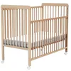 Image de AT4 - Lit bébé Coulissant 60x120 Essentiel Bois verni| Sommier réglable 3 hauteurs |4 Roues multidirectionnelles avec Frein