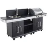 Image de Cook'in Garden Cuisine extérieure modulable FIDGI 3 - Barbecue au gaz 3 brûleurs avec thermomètre, Meuble d'appoint desserte, et évier