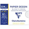 Image de Clairefontaine 96176C - Pochette Dessin Scolaire - 12 Feuilles Papier Dessin Blanc à Grain - 24x32 cm (Dimensions du format A4+) 224g - Idéal pour les Arts Plastiques