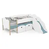 Image de DEMEYERE Lit toboggan - 90 x 200 cm - Sommier a lattes - 2 Tirroirs - Décor blanc et bleu orage