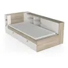 Image de Demeyere Lit 90x190/200 Simple Avec Rangement 2 Porte 6 Niches 2 tiroirs   Blanc Mat & Chêne Clair 119,2 x 229,4 x 87,7 cm