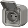 Image de Prise de courant 2P+T LEGRAND étanche Plexo Gris 16A 250V~ IP55 IK08 livré complet pour fixation saillie