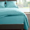 Image de Vent Du Sud Manoir Housse de Couette Unie en Coton Percale Coton Lagon 200 x 200 cm
