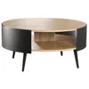 Image de CALICOSY Table Basse Ronde Avec Flanc en Métal Noir - D89 cm