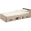 Image de Lit enfant PARISOT Zodiac - 90x200 cm - Panneaux de particules - Décor chene et noir - Rangement