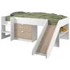 Image de PARISOT SLIDE - Lit toboggan enfant - Décor Blanc et Chene Jackson - Sommier inclus - 90 x 200 cm