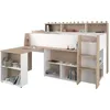 Image de PARISOT Lit combiné enfant avec bureau rétractable - Décor blanc et chene - 90x 200 cm - Sommier inclus -THEO