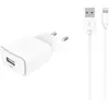 Image de Chargeur + câble ESSENTIELB 12W USB-A + Câble lightning 1M Blanc compatible iPhone 17 16 15 Pro Max et Samsung Galaxy