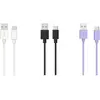 Image de Câble USB C ESSENTIELB pack 3 câbles USB 1M Blanc/Noir/Mauve