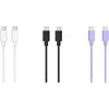 Image de Câble USB C ESSENTIELB pack 3 câbles USB-C 1M Blanc/Noir/Mauve