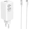 Image de Essentielb - Chargeur Ordinateur Portable  65w Usb-A + Usb-C + Cable Usb-C Blanc
