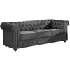 Image de Vente-unique - Canapé fixe 3 places Chesterfield - velours - gris anthracite