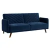 Image de Vente-unique - Canapé convertible 3 places Joris - velours - bleu nuit