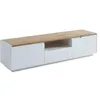 Image de Vente-unique Meuble TV Amani - 2 Portes & 1 tiroir - MDF - Coloris: Blanc laqué et chêne