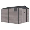Image de Vente-unique-Abri de jardin métal en acier galvanisé effet bois gris 8,94 m² - ADELMO
