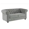 Image de Vente-unique - Canapé fixe 2 places Chesterfield - velours - gris clair
