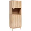 Image de 5Five - Buffet de Cuisine ABANA Beige - 60x40x175cm - Meuble de Rangement Fonctionnel, Organisation Cuisine, Mobilier Design et Pratique