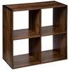 Image de 5five - Étagère Cube Mix'n'Modul Style Industriel - Effet Bois Foncé, 4 Cases, 68 x 68 x 32 cm - Meuble de Rangement Pour Salon, Chambre, Bureau