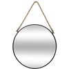 Image de Atmosphera - Miroir Rond à Suspendre Noir - Diamètre 38 cm, Cadre en Métal et Corde en Jute - Pour Entrée, Salon, Salle de Bain