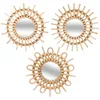 Image de Atmosphera - Set de 3 Miroirs Muraux Aida - Osier, Forme Soleil, 28 cm - Décoration Style Bohème pour Salon, Chambre