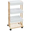 Image de 5five - desserte 4 niveaux à roulettes naturéo bambou blanc