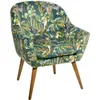 Image de Atmosphera - Fauteuil Sango Imprimé Jungle - 71 x 65 x 83 cm - Velours, Pieds Bois, Style Rétro - Pour Salon, Chambre, Siège d'Appoint