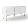 Image de IDMarket - Meuble bas scandinave 135 cm Effie 3 portes bois blanc