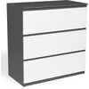 Image de IDMarket - Commode 3 tiroirs TOMI 78 cm Bois Gris et Blanc