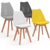 Image de IDMarket - Lot de 4 Chaises Scandinaves SARA Bureau Hêtre Mix Color Gris Foncé, Gris Clair, Blanc et Jaune