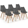 Image de IDMarket - Lot de 6 chaises scandinaves SARA Gris foncé pour Salle à Manger