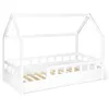 Image de IDMarket Lit cabane enfant 80x160 cm avec sommier et barrières, blanc